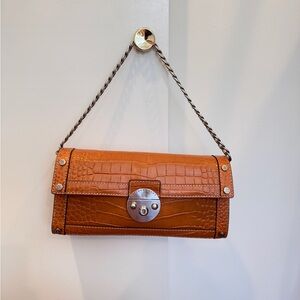 Michael Kors Crocodile Alligator Printed Leather Handbag Chain Link Shoulder Bag